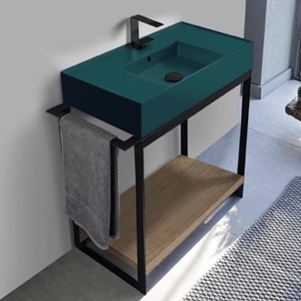Console Bathroom Vanity Modern  Console Vanity, Green Ceramic Sink, 35